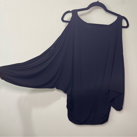 Y2K S-Twelve Black Cold Shoulder Batwing fairy witchy tunic Top Women’s Size L - Picture 5 of 7